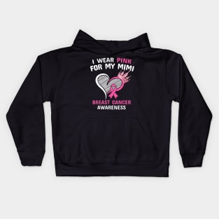 I Wear Pink For My Mimi Heart Ribbon Cancer Awareness Kids Hoodie